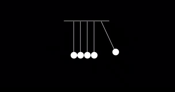 牛顿的摇篮4K动画 牛顿的摇篮黑白屏装载机 内插或翻译的无级运动设计 — 图库视频影像