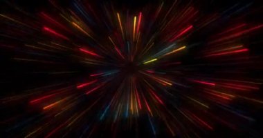 Soyut yaratıcı hız arkaplanı. Kırmızı, sarı ve mavi ışık hızı, hareketli neon ışınlar.