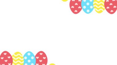 Paskalya yumurtaları animasyonu. Beyaz arkaplanda hareketli paskalya kenarı