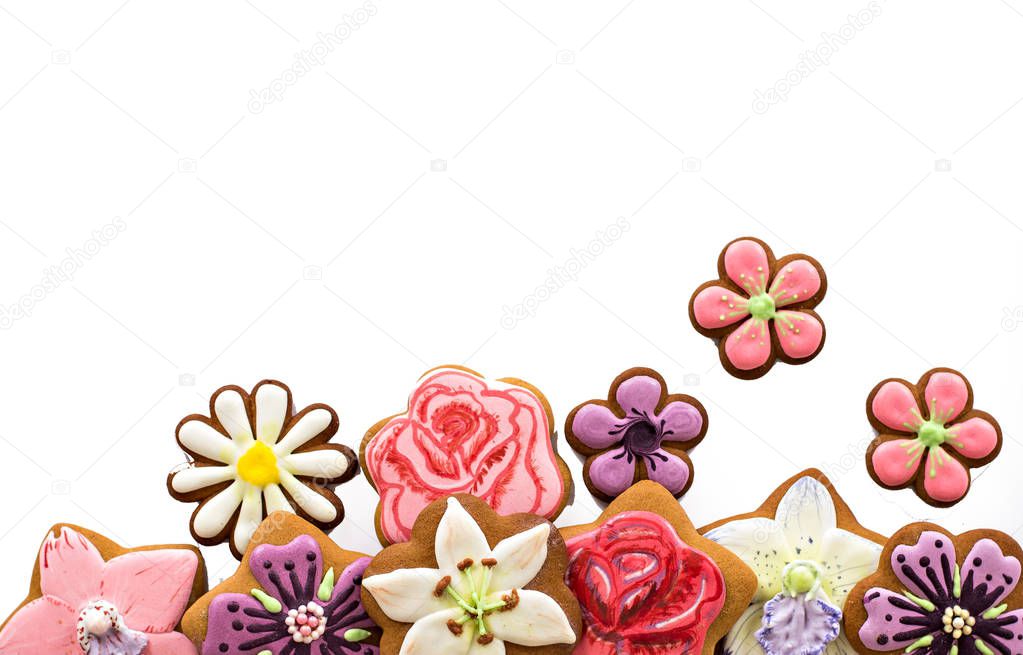 Biscuits in the form of flowers. Isolate.