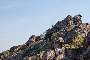 Güney Bug Nehri kayalar manzara Migeya, Ukrayna.