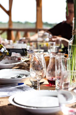 Gözlük şarap ile. Üzüm şarap tadımı.