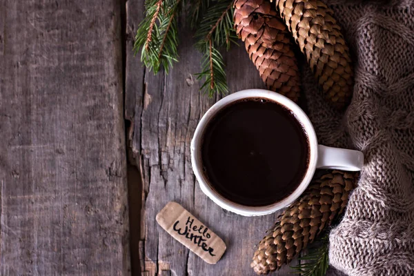 Kaffee Heißer Kakao Heiße Schokolade Tüten Kuschelige Strickdecke Winter Neujahr — Stockfoto