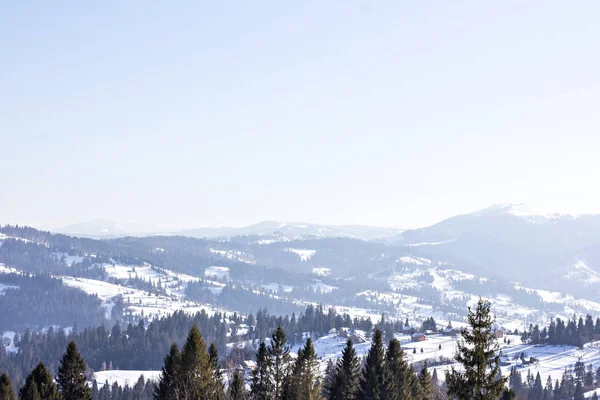 Kış Dağ Manzarası Kar Dağlarda Kar Dağlarda Karpat Dağları Nda — Stok fotoğraf