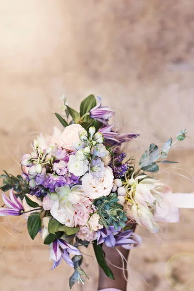 Beautiful Bouquet Delicate Flowers Pink White Purple Bouquet Bridal Bouquet — Stock Photo, Image