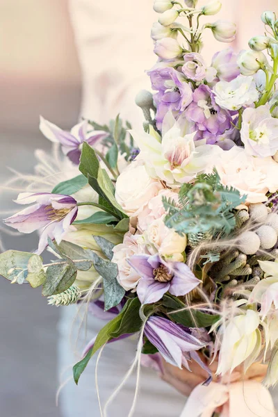 Beautiful Bouquet Delicate Flowers Pink White Purple Bouquet Bridal Bouquet — Stock Photo, Image