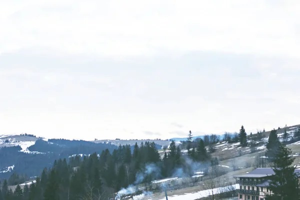 Paysage Montagne Hiver Des Montagnes Dans Neige Première Neige Dans — Photo