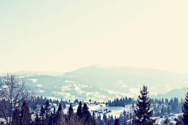 Kış Dağ Manzarası Kar Dağlarda Kar Dağlarda Karpat Dağları Nda — Stok fotoğraf