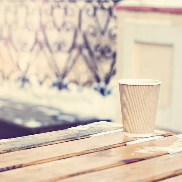 Papier Ambachtelijke Glas Beker Met Warme Dranken Koffie Cacao Warme — Stockfoto