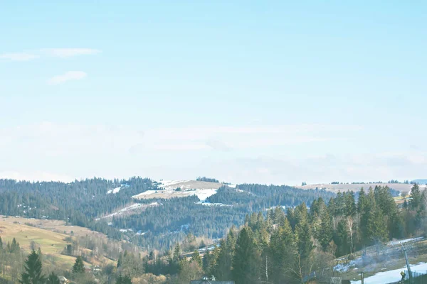 Winter Berglandschap Bergen Sneeuw Eerste Sneeuw Bergen Twilight Berg Weide — Stockfoto