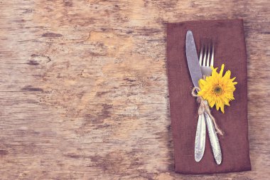 Çatal, bıçak, peçete, çatal bıçak takımı.