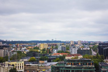 Gediminas Kalesi Kulesi Vilnius, Litvanya eski şehir manzara. Vilnius şehir panoraması. Vilnius şehir merkezi manzarası.