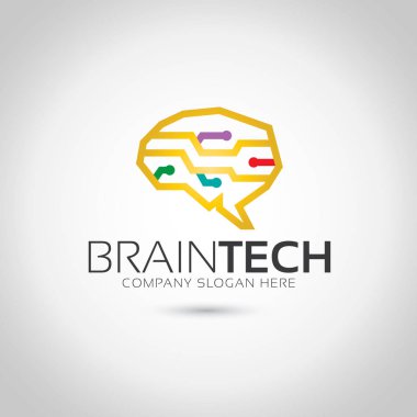 Beyin teknoloji vektör Logo