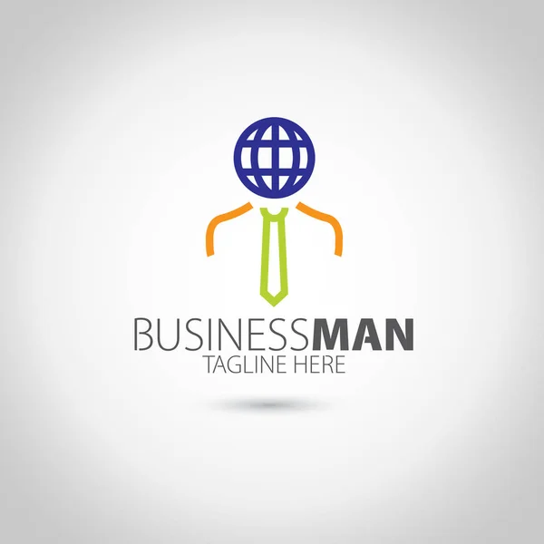 Welt Geschäftsmann Vektor Logo — Stockvektor
