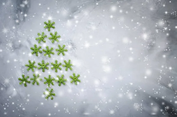 Weihnachtsgrußkarte Mit Platz Für Ihren Text Dekorative Grüne Schneeflocken Form — Stockfoto