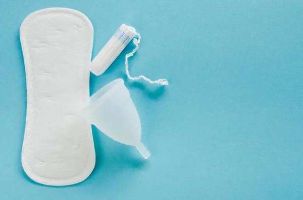 Different Types Feminine Hygiene Products Menstrual Cup Sanitary Pad Tampon — Stock Photo, Image