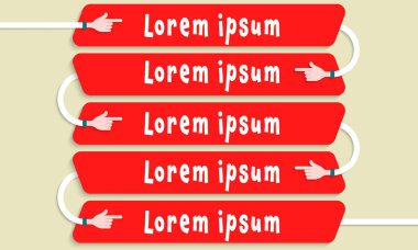 Basılı materyaller, Web sitesi, promosyon malzemeleri için vektör illüstrasyon kavramı. Beş alanları için metni el ile pionters ile doldurmak