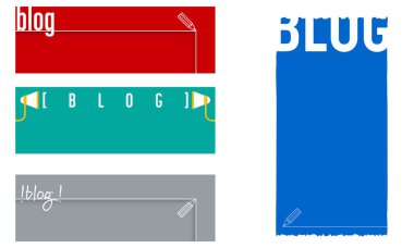 Dört afiş blog Tema ile vektör. Vektör konsept illüstrasyon basılı materyaller, Web sitesi, promosyon malzemeleri için.