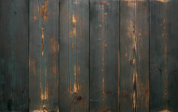 Background of old vintage wooden boards of green color. Strongly worn and scratched. — Stock Photo, Image