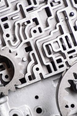 Eski metal parçalar vites kutusunun arka plan ve desen. Hidro-beyin yayınlar ve Dişliler.