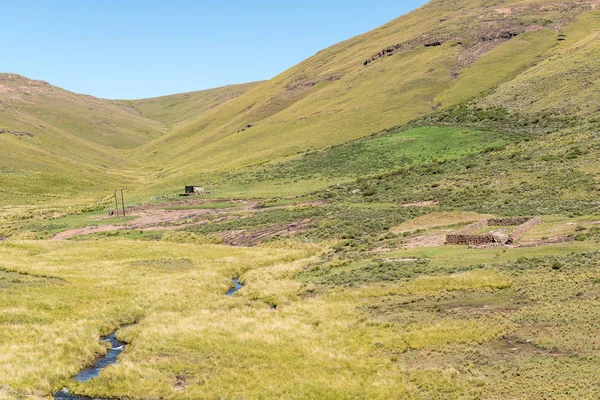 Farma Krajina Naudes Nek Průchodu Provincie Východní Skot Ovce Pracovník — Stock fotografie