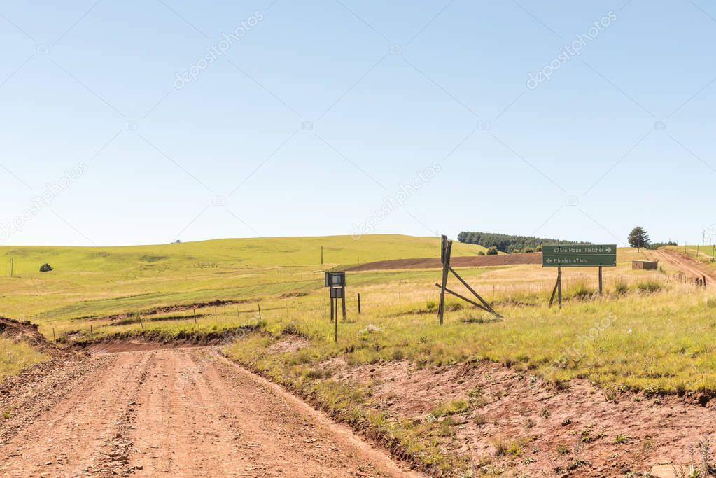 The junction of roads R396 and D8018 near Elands Height in the Eastern Cape Province of South Africa