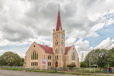 Zastron, Güney Afrika - 1 Nisan 2018: Hollandalı Zastron ücretsiz semt bölge içinde kilisede reform. İnsanlar tarafından görülebilir