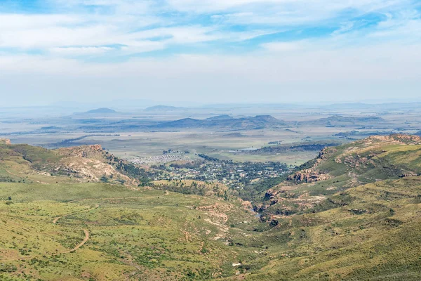 The view from the historic Jouberts Pass at Lady Grey in the Eastern Cape Province. Lady Grey is visible down below