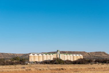 Brandfort, Güney Afrika, 2 Ağustos 2018: Tahıl siloları, serbest bölge il Brandfort.