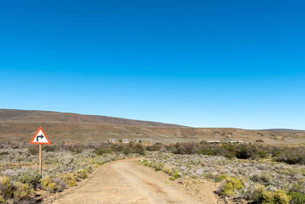 Paisaje Con Señales Tráfico Edificios Agrícolas Carretera R356 Ceres Provincia — Foto de Stock