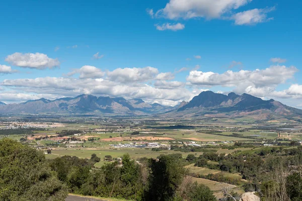 Una Vista Del Paisaje Granja Desde Monumento Lengua Afrikaans Paarl — Foto de Stock