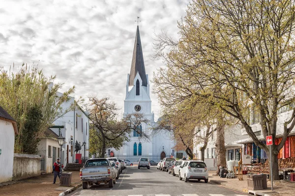 Stellenbosch África Sul Agosto 2018 Church Street Com Histórica Igreja — Fotografia de Stock