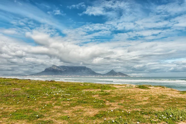 Cape Town Central Business District Table Mountain Seen Table Bay — Stock Photo, Image