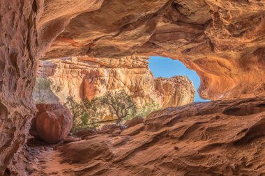 Güney Afrika 'nın batı Cape eyaletindeki Cederberg Dağları' ndaki ana Stadsaal Mağarası.