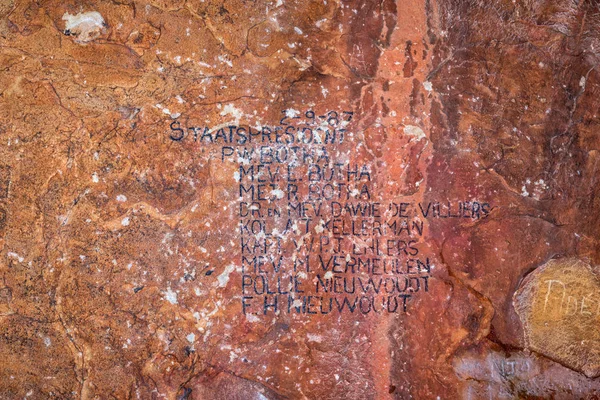 Estadsaal Caves Sudáfrica Agosto 2018 Nombres Históricos Son Visibles Las —  Fotos de Stock