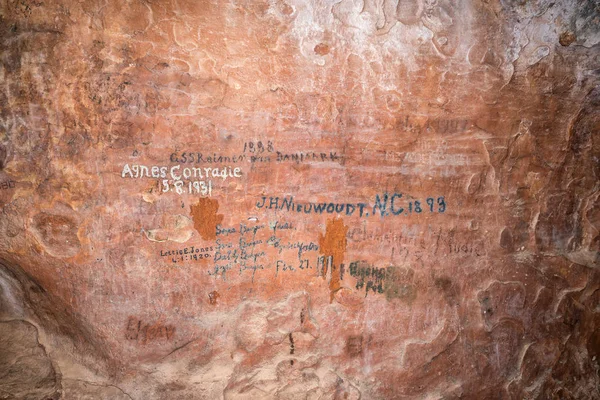 Stadsaal Caves South Africa August 2018 Historic Names Visible Walls — Stock Photo, Image
