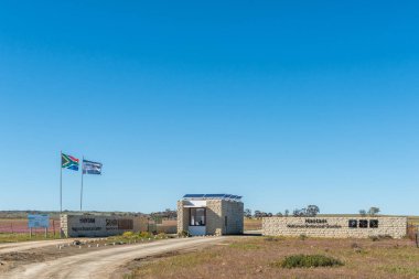 Nieuwoudtsville, Güney Afrika, 29 Ağustos 2018: giriş Nieuwoudtville içinde Northern Cape Province yakınındaki Hantam Botanik Bahçesi