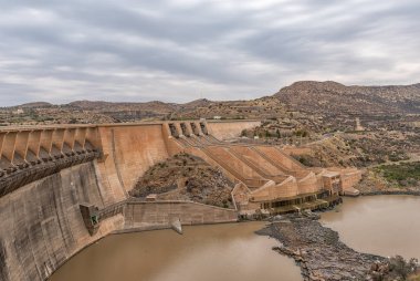 Wall of the Vanderkloof Dam in the Orange River on the border of the Free State and Northern Cape Provinces clipart
