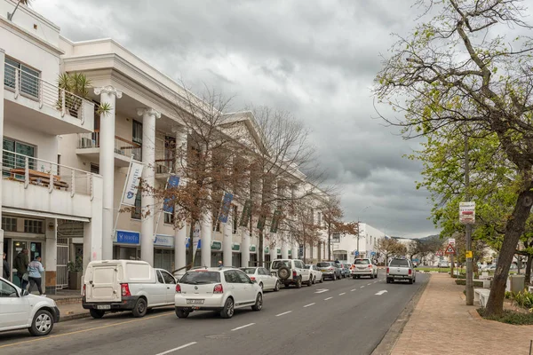 Stellenbosch Sudáfrica Agosto 2018 Una Escena Callejera Con Edificios Vehículos — Foto de Stock