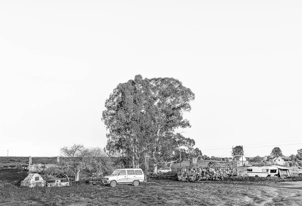 Campingplatz auf matjiesfontein farm im nördlichen kap. Monoch — Stockfoto