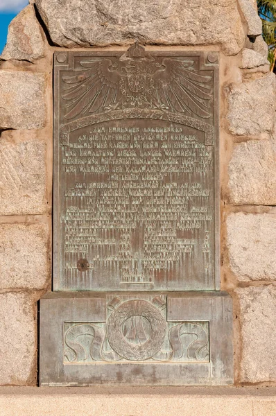 Windhoek Namibia May 2011 Plaque Equestrian Rider Monument German Era — 图库照片