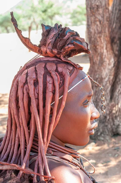 Epupa Namibia Maio 2011 Perfil Uma Mulher Casada Himba Com — Fotografia de Stock