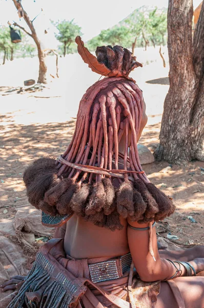 Epupa Namibia May 2011 Married Himba Woman Traditional Hair Locks — Stock Photo, Image