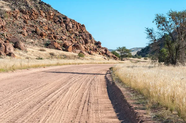 Estrada D3254 Perto Museu Viva Damara Damaraland Namíbia — Fotografia de Stock