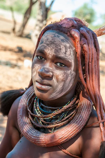 Epupa Namibia May 2011 Unmarried Himba Women Traditional Hair Locks — Stock Photo, Image