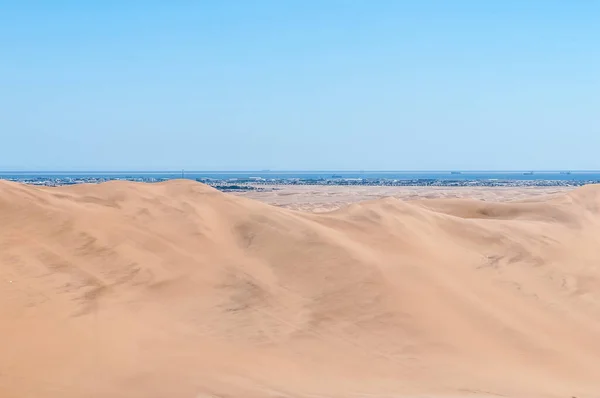 Vista Desde Duna Hacia Walvis Bay Costa Del Océano Atlántico — Foto de Stock