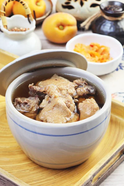 Black Garlic Chicken Soup Table — Stock Photo, Image