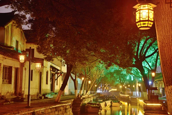 Vista Nocturna Antigua Ciudad Tongli Provincia Jiangsu China —  Fotos de Stock