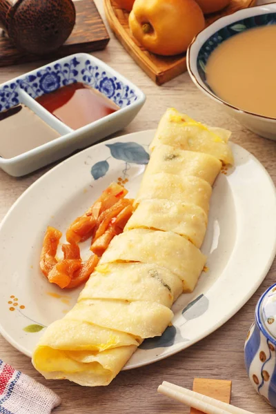 Ägg Pannkaka Populär Frukost Maträtt Taiwan — Stockfoto