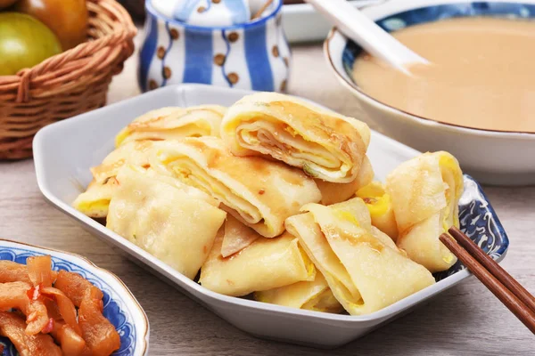 Egg Pancake Popular Breakfast Dish Taiwan — Stock Photo, Image